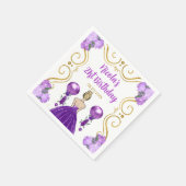 バースデーパーティブロンドプリンセスインパープル スタンダードカクテルナプキン (角)