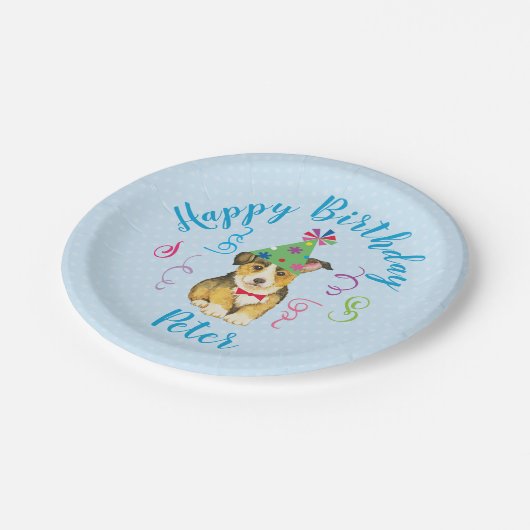 バースデーパーティペンブロークウェルシュコーギー紙プレート ペーパープレート (アングル)