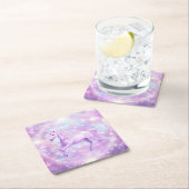 バースデーパーティユニコーン紙コースター スクエアペーパーコースター (インサイチュ)