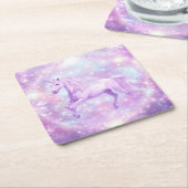 バースデーパーティユニコーン紙コースター スクエアペーパーコースター (アングル)