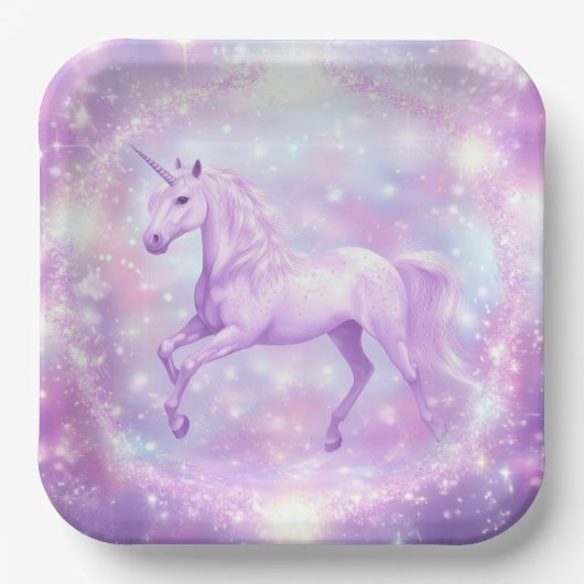 バースデーパーティユニコーン紙プレート ペーパープレート (正面)