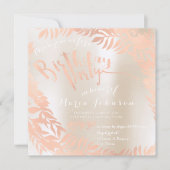 バースデーパーティリーフリースアイボリーパールバラ金ゴールド 招待状 (正面)