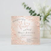 バースデーパーティリーフリースアイボリーピンクローズ金ゴールド 招待状 (スタンド正面)