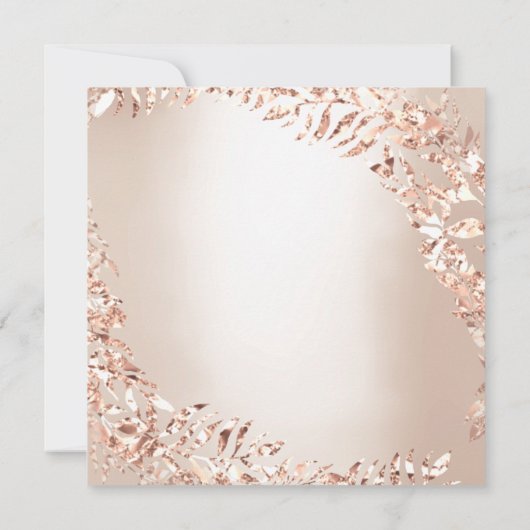 バースデーパーティリーフリースアイボリーピンクローズ金ゴールド 招待状 (裏面)