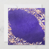 バースデーパーティリーフリースインディゴブルーバラ金ゴールド 招待状 (裏面)