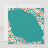 バースデーパーティリーフリースミントティール(緑がかった色)バラ金ゴールド 招待状 (裏面)