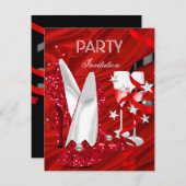 バースデーパーティレッドシューズ 招待状 (正面/裏面)