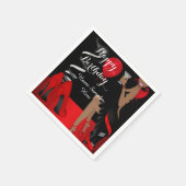 バースデーパーティレッドブラックシューズハイヒールエスニック スタンダードカクテルナプキン (角)