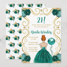 バースデーパーティレッドヘアプリンセスインティール（緑がかった色）