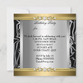 バースデーパーティワイルドアニマルプリント金ゴールド白黒 招待状 (裏面)