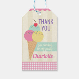 バースデーパーティーありがとうラベルアイスクリームピンク ギフトタグ