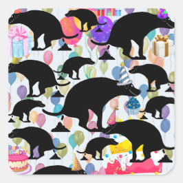 バースデーパーティーうんち犬 スクエアシール