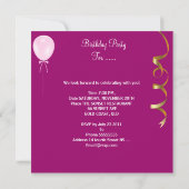 バースデーパーティーお祝いピンクライト金ゴールドスター 招待状 (裏面)