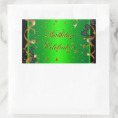 バースデーパーティーお祝いライムグリーン 長方形シール (バッグ)