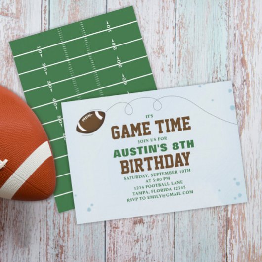 バースデーパーティーかわいいゲームタイムシンプルサッカー 招待状