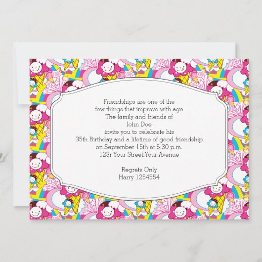 バースデーパーティーかわいいズアイスクリームUberかわいい 招待状 (正面)