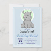 バースデーパーティーかわいいリトルヒッポ招待状 招待状 (正面)