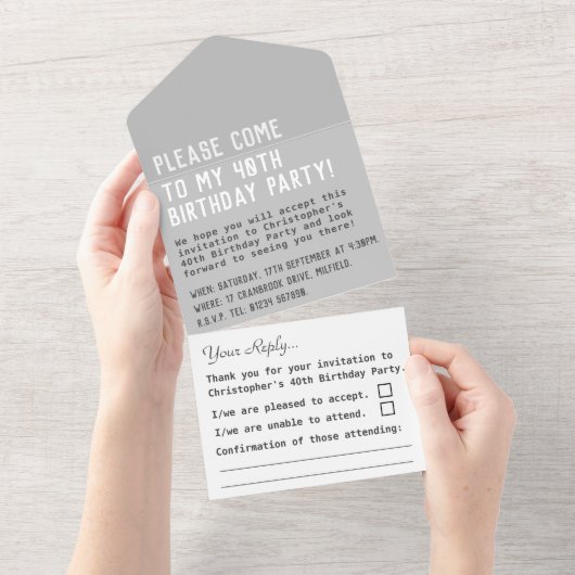 バースデーパーティーすべて一つの招待状 オールインワン招待状 (貼ってはがせる)