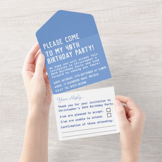 バースデーパーティーすべて一つの招待状 オールインワン招待状 (貼ってはがせる)