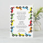 バースデーパーティーで車で走るレースカー 招待状 (スタンド正面)