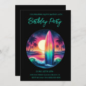 バースデーパーティーのサーフボード大脱出 招待状 (正面/裏面)