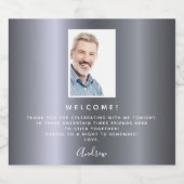 バースデーパーティーのシルバーフォックス写真の歓迎ガイ スパークリングワインラベル (シングルラベル)