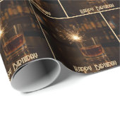 バースデーパーティーのスパークラーが入ったウィスキーのグラス ラッピングペーパー (ロールコーナー)