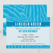 バースデーパーティーの招待状 :: 動物のプリント 1L 招待状 (正面/裏面)