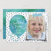 バースデーパーティーの水彩 | 招待状少年 招待状 (正面/裏面)