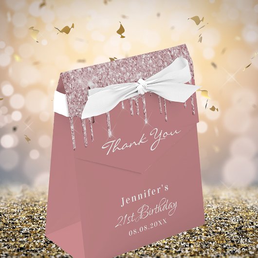 バースデーパーティーほこりっぽいバラピンクグリッター感謝していユーザ フェイバーボックス
