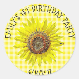 バースデーパーティーまたは赤ちゃんシャワーひまわりシール ラウンドシール