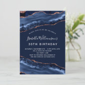 バースデーパーティーアゲート大理石ブルーバラ金ゴールドラグジュアリー 招待状 (スタンド正面)