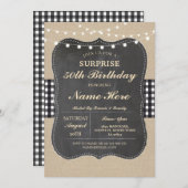 バースデーパーティーアニーエイジバ素朴ーラップ白黒 招待状 (正面/裏面)