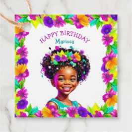 バースデーパーティーアフリカンアメリカンパーソナライズされたガール フェイバータグ