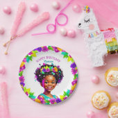 バースデーパーティーアフリカンアメリカンパーソナライズされたガール ペーパープレート (パーティー)