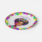 バースデーパーティーアフリカンアメリカンパーソナライズされたガール ペーパープレート (アングル)