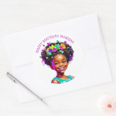 バースデーパーティーアフリカンアメリカンパーソナライズされたガール ラウンドシール (封筒)