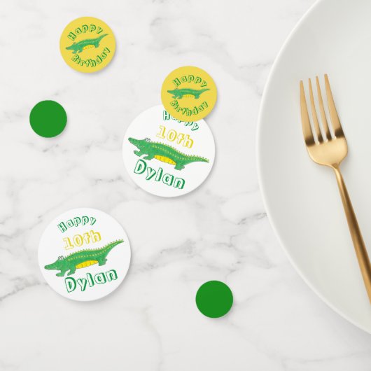 バースデーパーティーイエローグリーンアリゲーターワニ コンフェッティ (グループ)