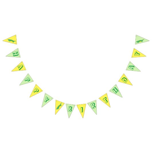 バースデーパーティーイエローグリーンアリゲーターワニ バンティングフラッグ (全)