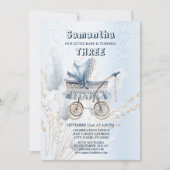 バースデーパーティーウォーターカラークラシックベビーベビーカー 招待状 (正面)