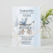 バースデーパーティーウォーターカラークラシックベビーベビーカー 招待状 (スタンド正面)