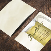 バースデーパーティーウォーターカラーゴールデンビ霜の降りたールグラス 招待状