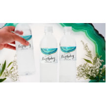 バースデーパーティーウォーターカラーティール（緑がかった色）&金ゴールドアゲートゲード