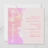 バースデーパーティーウォーターカラートロピカルピンク招待状 招待状 (正面)