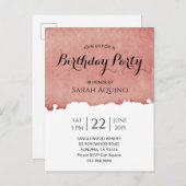 バースデーパーティーウォーターカラーワインステインワイナリー インビテーションポストカード (正面/裏面)