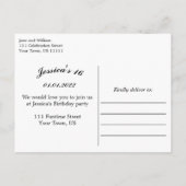 バースデーパーティーエレガントリーガルゴールデンスウィート16 案内ポストカード (裏面)