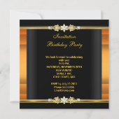 バースデーパーティーオレンジ金ゴールドブラック 招待状 (裏面)