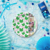 バースデーパーティーカエルテーマ写真/文字 ペーパープレート (パーティー)