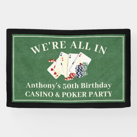 バースデーパーティーカジノトランプのポーカーベガスパーソナライズされた 横断幕 (横)