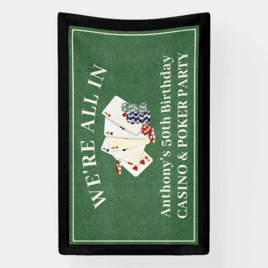 バースデーパーティーカジノトランプのポーカーベガスパーソナライズされた 横断幕 (縦)